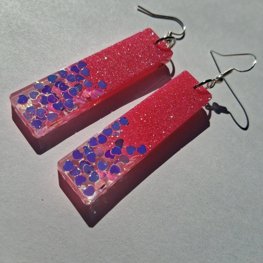 Hand Crafted Pink Dangle Earrings